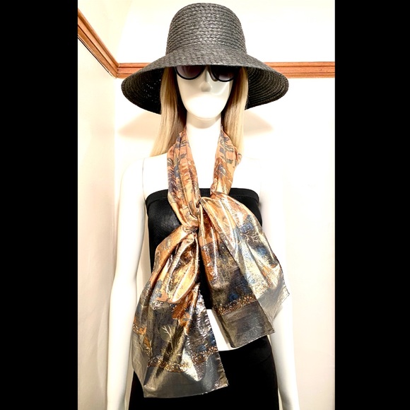 NORDSTROM - Vintage Italian Metallic Tonal Scarf - Picture 10 of 17